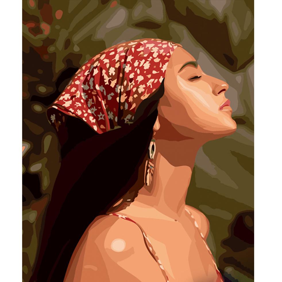 Картина по номерам Strateg Премиум Девушка в бандане 40х50 см (GS545)