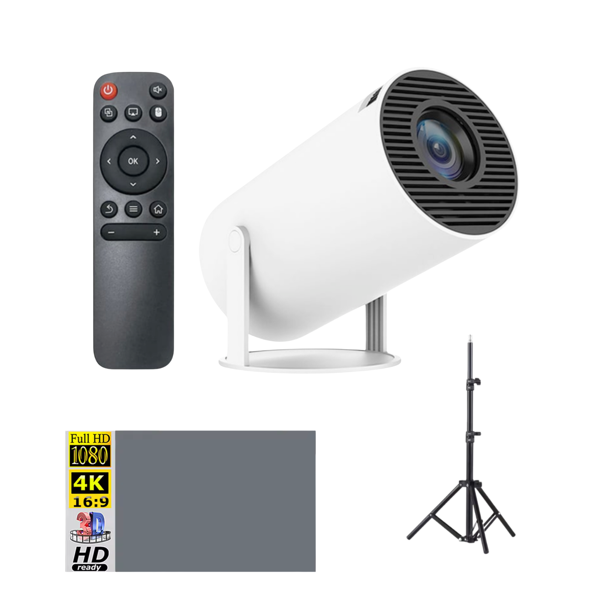 Комплект для домашнего кинотеатра проектор Magcubic HY300 PRO White/экран 100"/штатив 1,1 м (26404941)