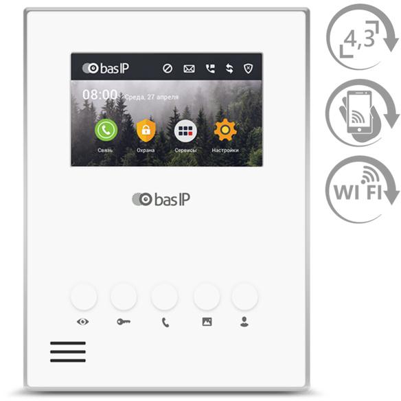 Відеодомофон IP 4,3" BAS-IP AU-04LAF з Wi-Fi White (276756) - фото 2 Відеодомофон IP 4,3" BAS-IP AU-04LAF з Wi-Fi White (276756) - фото 2