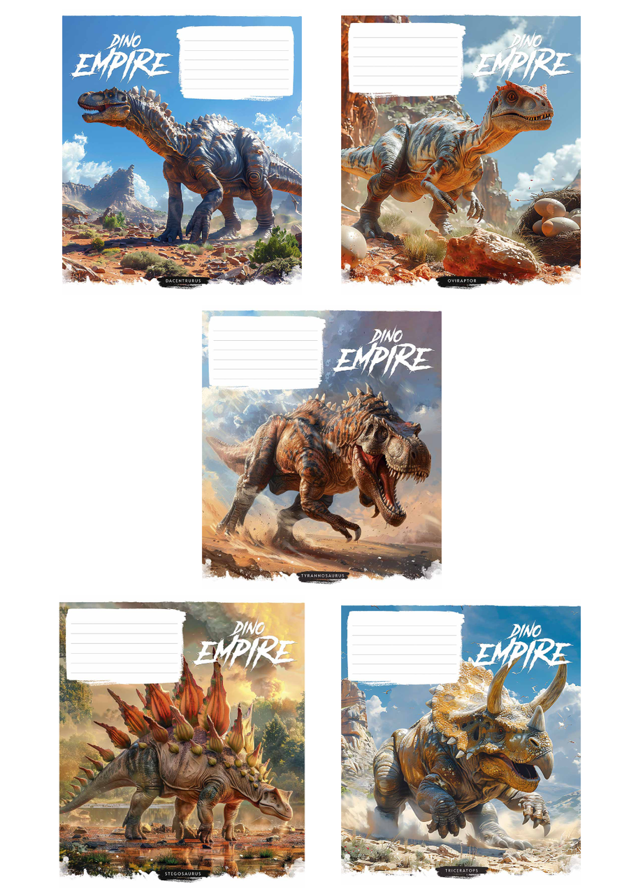 Тетради ученические Школьник Dino empire в клетку 12 л. 5 шт. (3490 4820006470432) - фото 1 Тетради ученические Школьник Dino empire в клетку 12 л. 5 шт. (3490 4820006470432) - фото 1