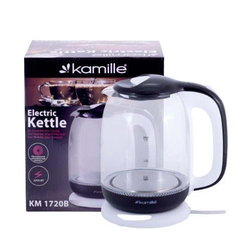 Електрочайник дисковий Kamille пластик 1,7 л 1850-2200W Біло-чорний (УТ000062550) - фото 6