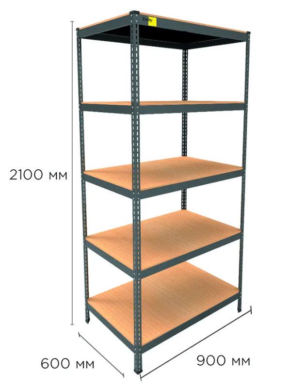 Стеллаж металлический полочный MRL-2100 с 5 полками с нагрузкой 500 кг 900x600 мм Черный - фото 2