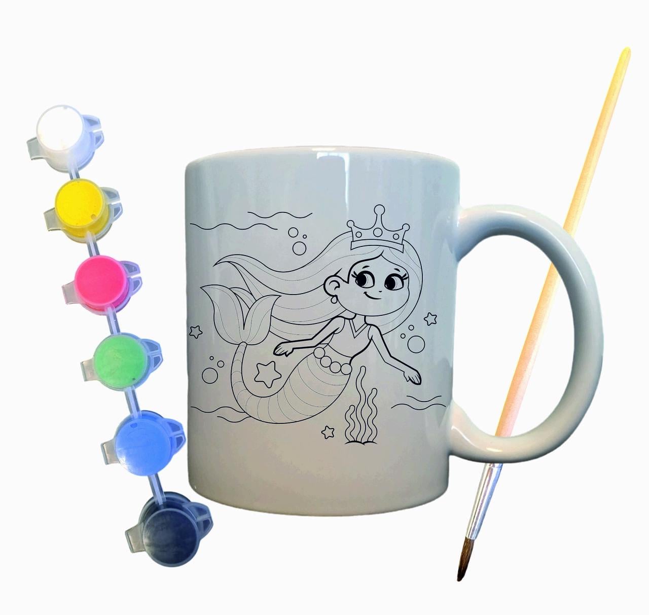 Набор для творчества кружка раскраска Русалочка 330 мл Белый (КР0010)