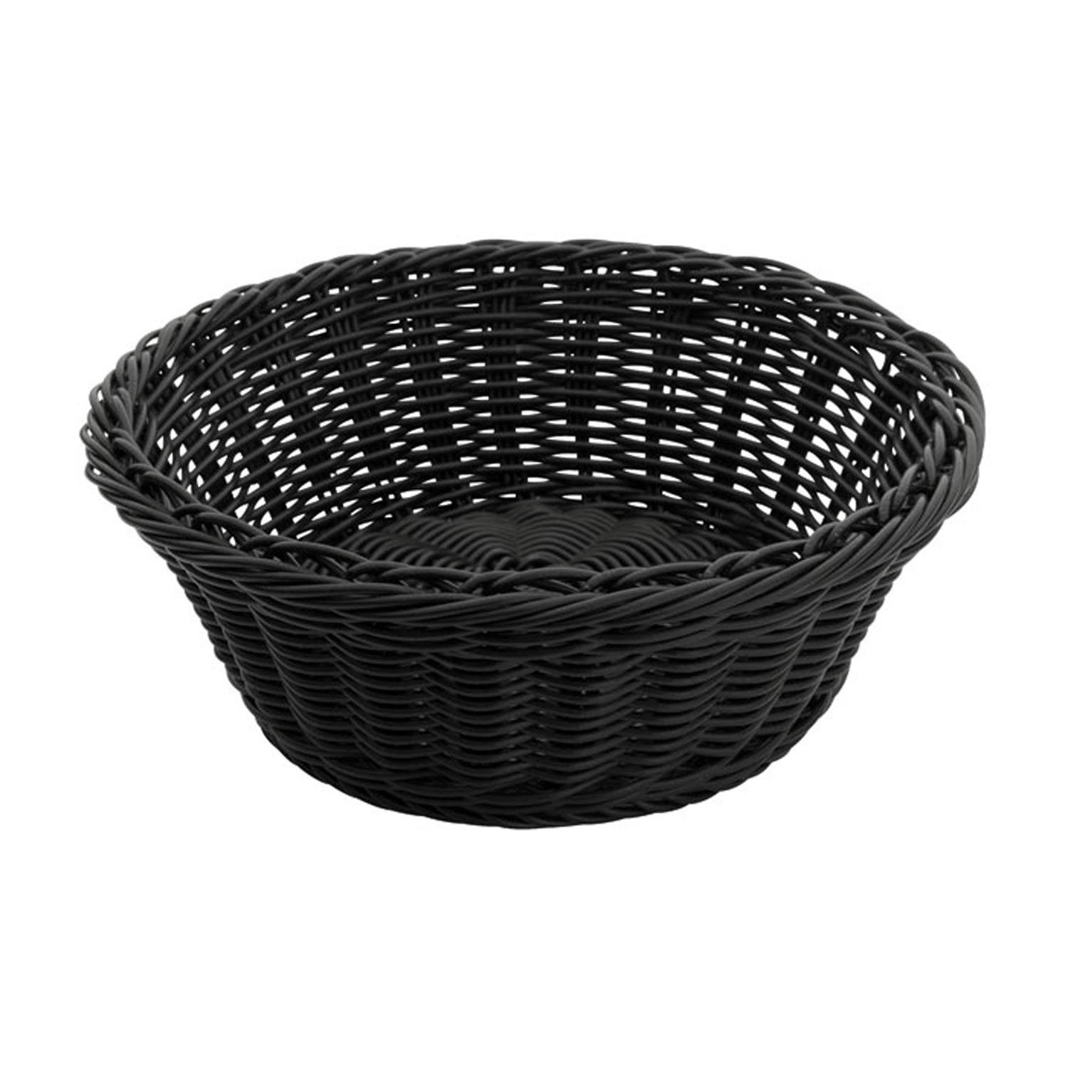 Хлебница Winco круглая плетеная соломка 20,5х8 см Черный (10165)