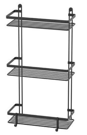Полка для ванной 3-ярусная Tekno-tel ES065H c крючками Черный