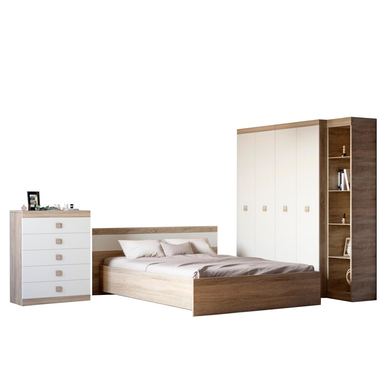 Спальня Еверест Соната комплект 10-модульна 5 елементів Дуб Сонома/Білий (DTM-2605)