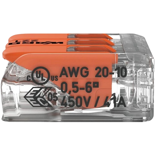 Клемма WAGO COMPACT 221-613 3 провода 0,5-6 мм² 41А 450V (29425089)