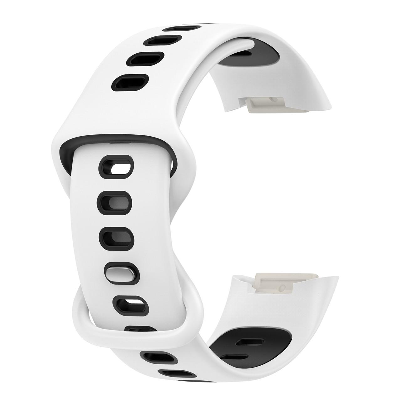 Ремінець силіконовий Primolux Sport для фітнес браслета Fitbit Charge 5 М White/Black