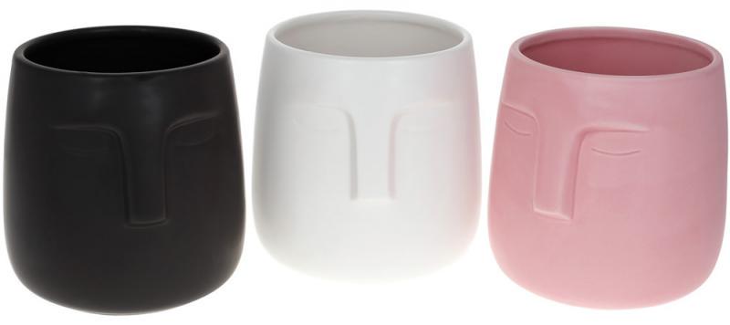 Ваза керамическая Illusion Лицо 14х14х14 см Розовый - фото 2