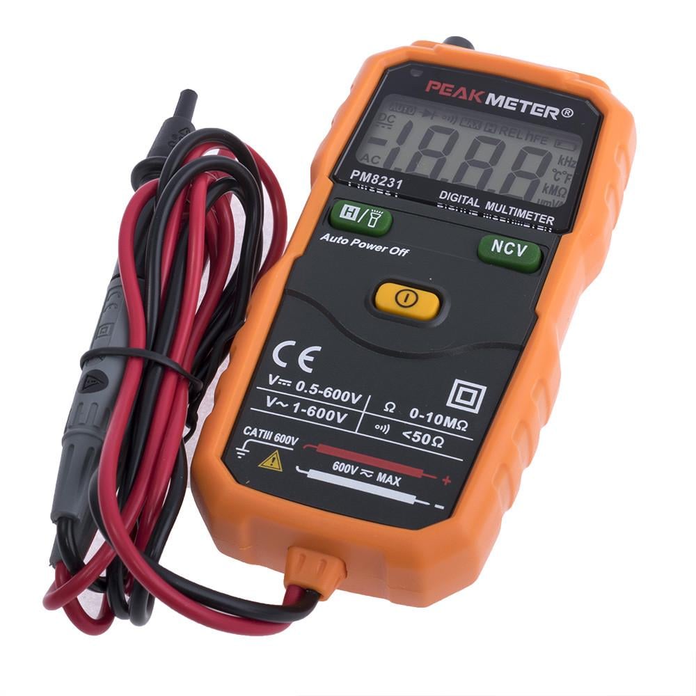 Мультиметр цифровой с детектором NCV PeakMeter PM8231 универсальный с подсветкой дисплея Оранжево-черный (168-31-119-517)