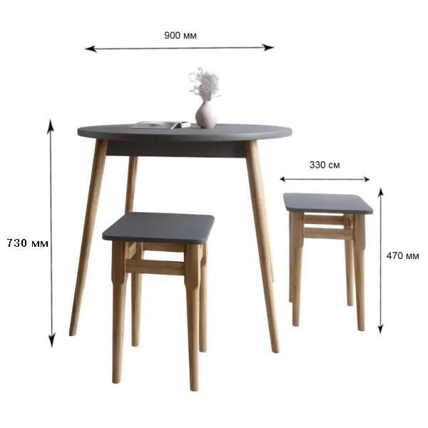 Стол круглый и 4 табурета обеденный для кухни Маями-1 кромка ПВХ 0,45 мм Нимфея альба (Lion-041219) - фото 2