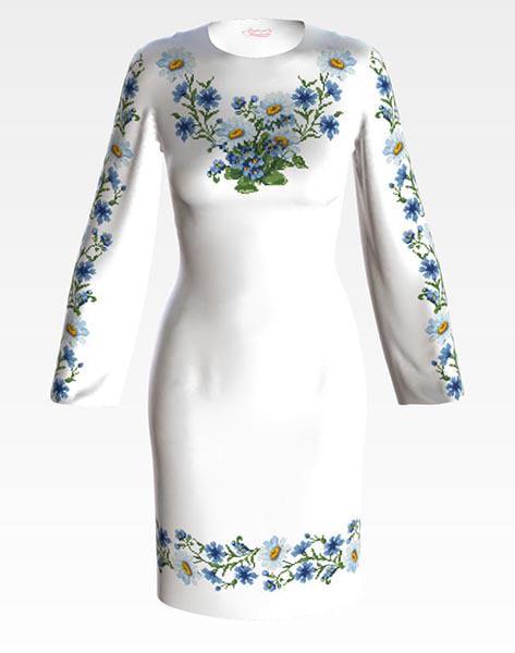 Заготовка для жіночого плаття Ромашки і волошки для вишивки бісером і нитками домоткане полотно Лляний білий (ПЛ191дМ) Заготовка для жіночого плаття Ромашки і волошки для вишивки бісером і нитками домоткане полотно Лляний білий (ПЛ191дМ)