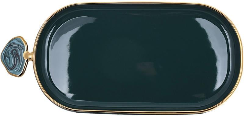Блюдо с декоративной ручкой Gold Line 30,5х14 см Зеленый (32329494)