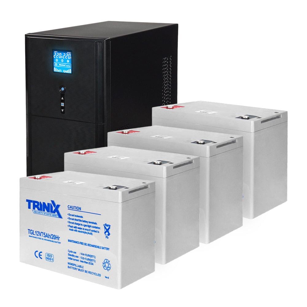 Комплект резервного питания Kraft UPS PSW-3000VA LCD 2400W 48V и аккумулятор Trinix GEL 75 Ah 4 шт. (42-00064-6)