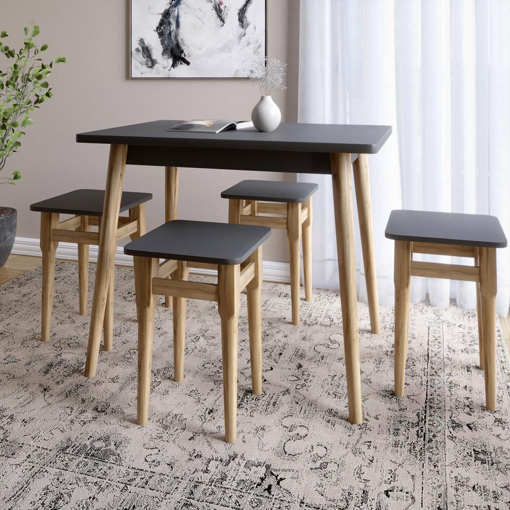 Стіл та 4 табурети обідній для кухні Маями-2 кромка ПВХ 0,45 мм Антрацитовий (Lion-041216) - фото 1 Стіл та 4 табурети обідній для кухні Маями-2 кромка ПВХ 0,45 мм Антрацитовий (Lion-041216) - фото 1