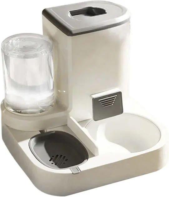 Миска с автоматической подачей корма и воды для животных 27,5х27,5х25,5 пластиковая Белый