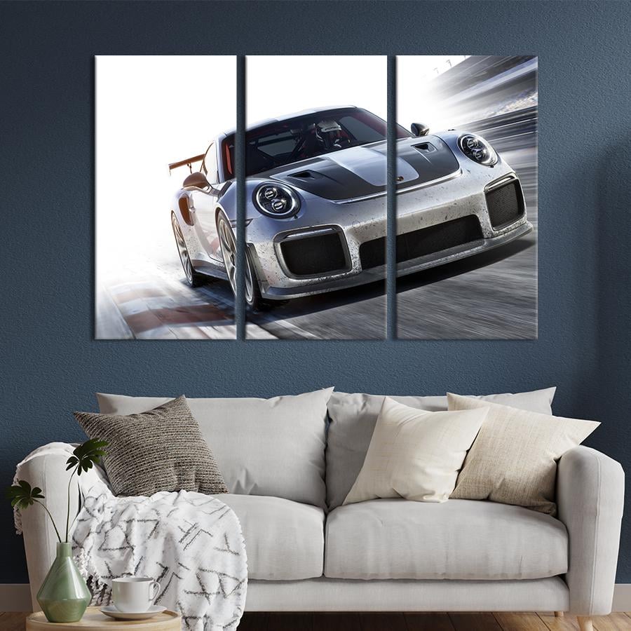 Картина на холсте триптих Спортивный Porsche 911 GT2 RS 78x48 см (1285-31)