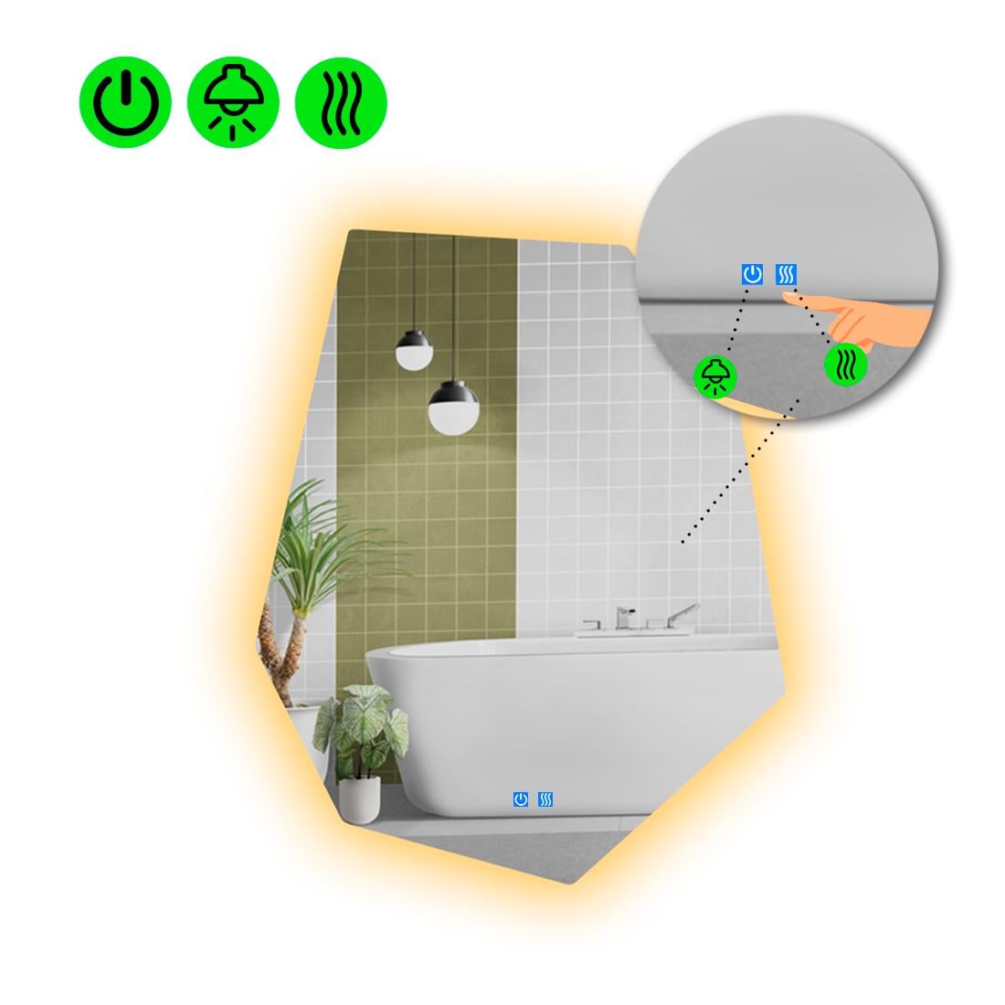 Зеркало с LED подсветкой Montagna 2 с двумя сенсорами 120x90 см (8737130)