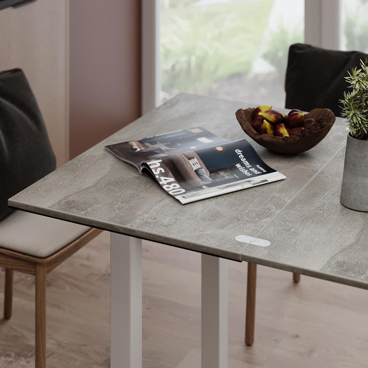 Обеденный стол-трансформер Dinner Glass 900x750x600 мм Ателье светлый/Графитовое стекло - фото 5 Обеденный стол-трансформер Dinner Glass 900x750x600 мм Ателье светлый/Графитовое стекло - фото 5