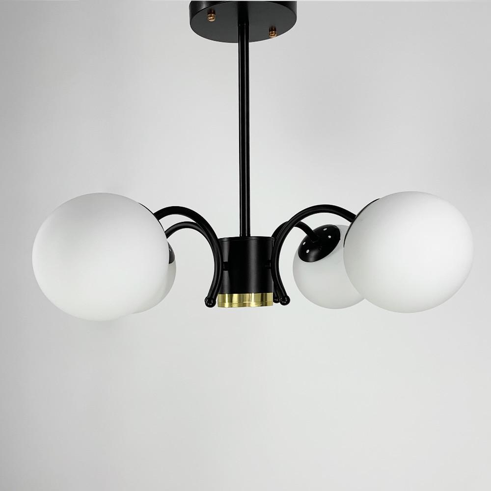 Люстра потолочная на 4 белых плафона Черный (K 19/4 BK) - фото 7