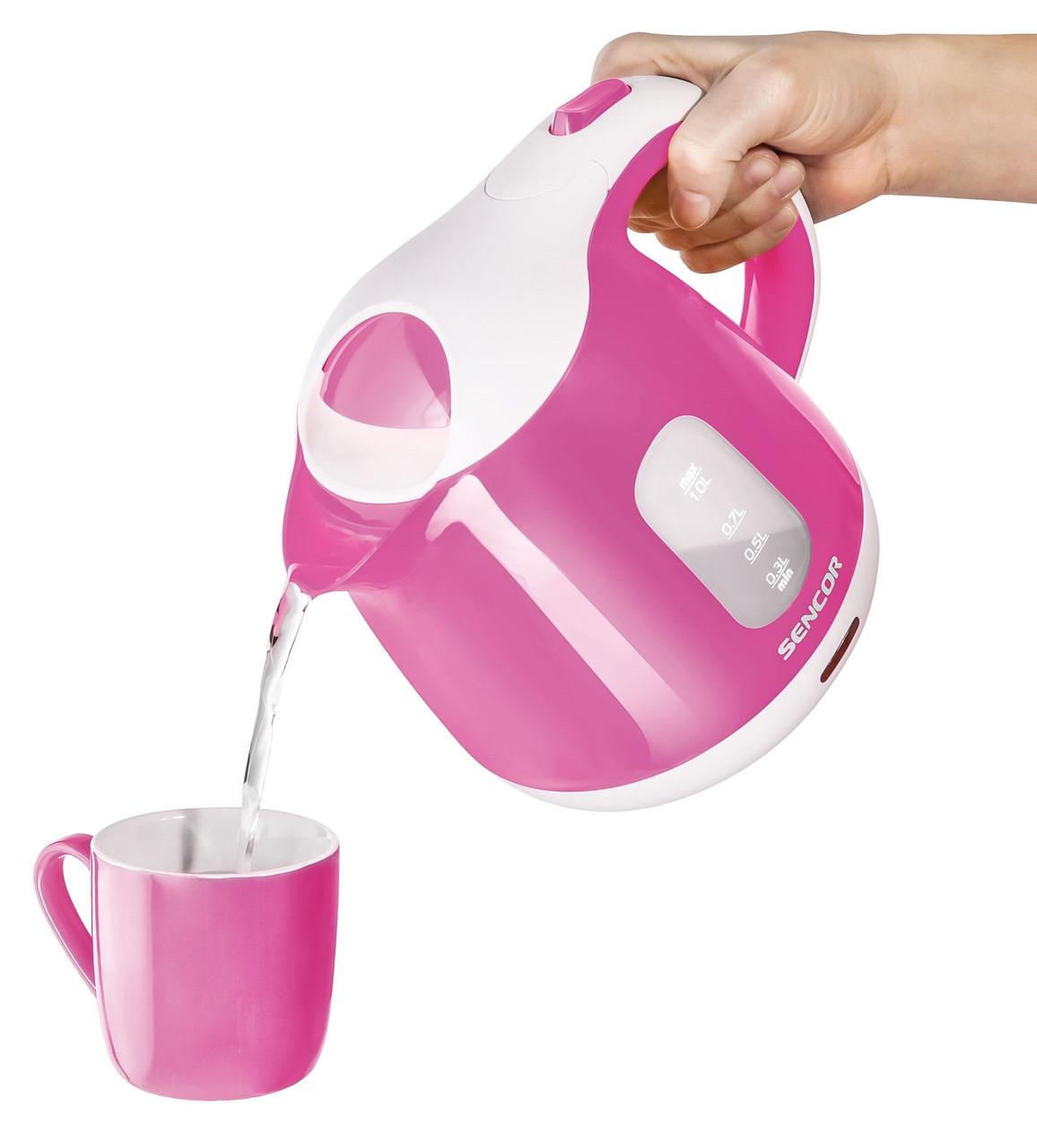 Электрочайник пластиковый дисковый Sencor SWK 1018RS 1 л Розовый/Белый - фото 9