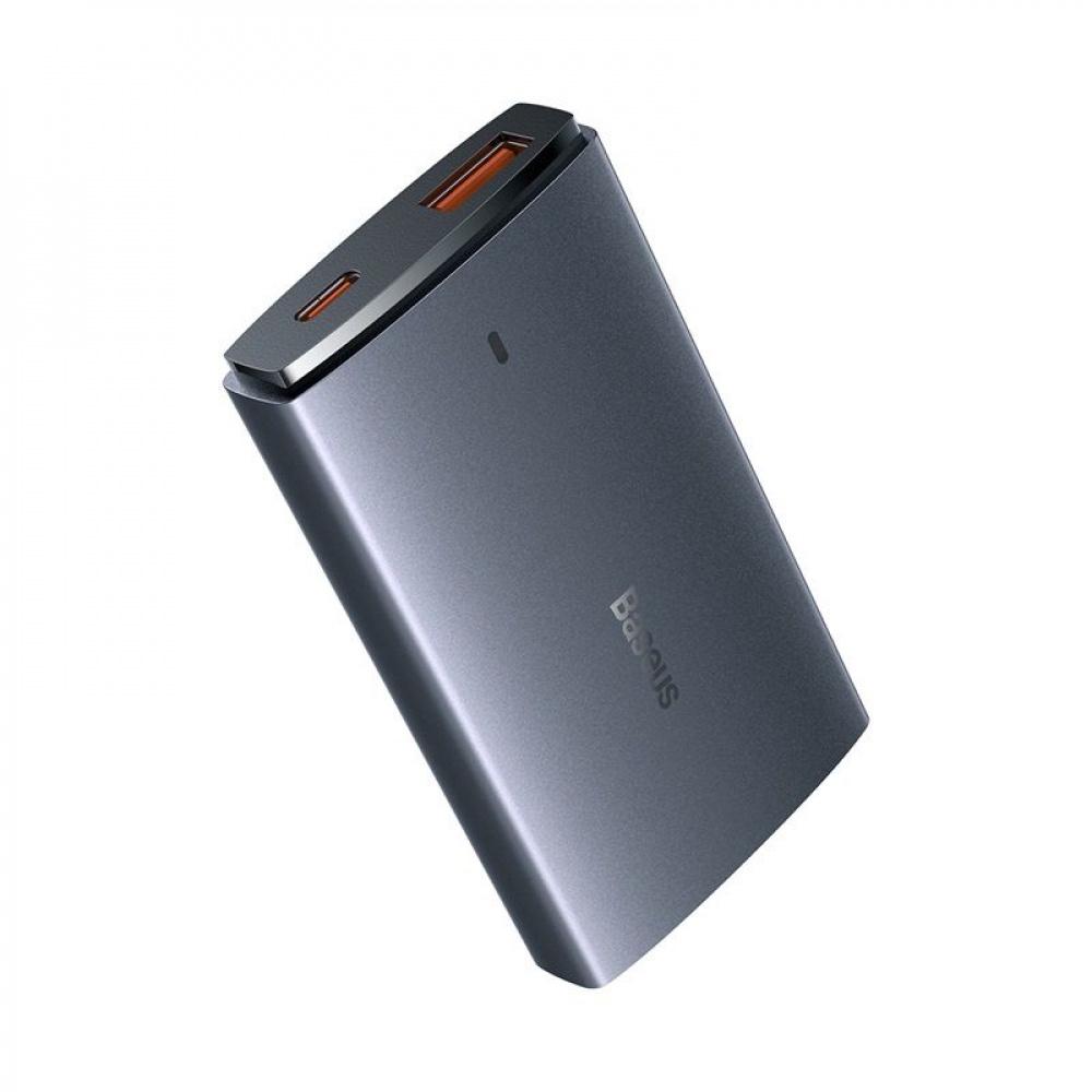 Зарядное устройство сетевое BASEUS GaN5 Pro Ultra-Slim 65W Type-C/USB/Кабель Type-C to Type-C 100W 1 м Серый (45966 gray)