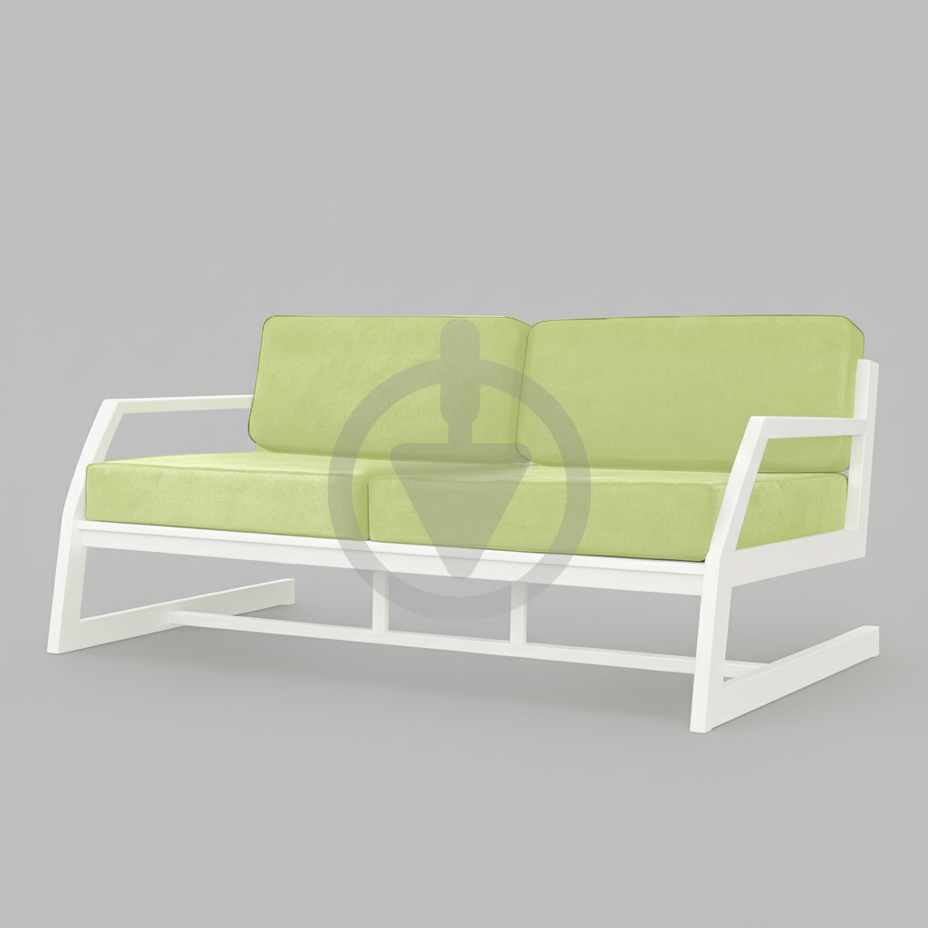 Диван металевий AVVS tech Атлас вуличний лофт оксфорд з підлокотниками 126 см Салатовий/Білий (30222768)