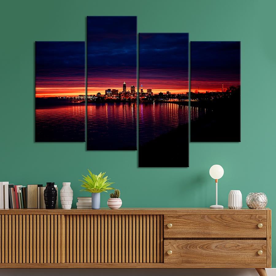 Картина город Город на берегу реки 129x90 см (A766-4)