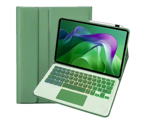 Чехол с Bluetooth-клавиатурой Magnet Flip Cover для Xiaomi Redmi Pad 2 Pro/Poco Pad M1 с RGB подсветкой тачпадом и мышкой Зеленый