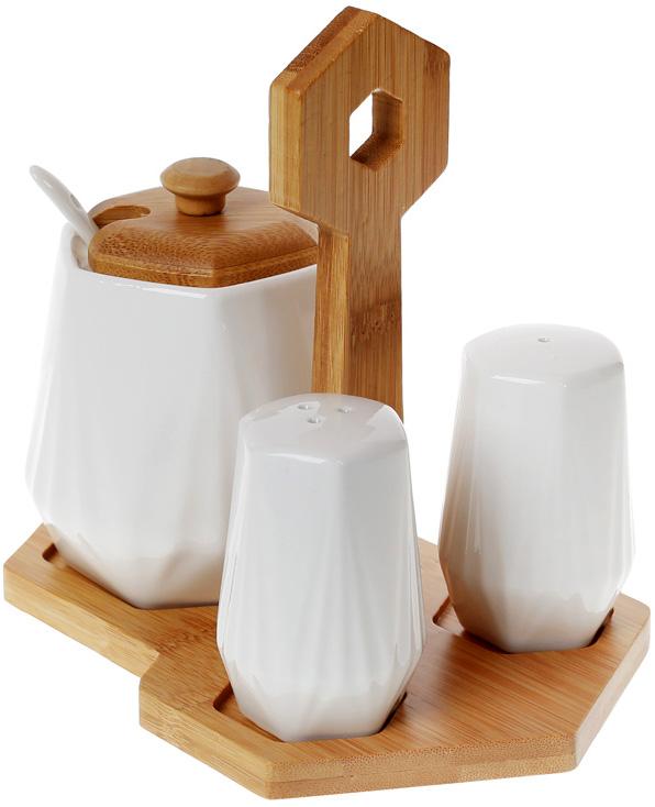 Набір для спецій Nouvelle Home Coutle цукорниця і 2 спецовника на підставці (BD-289-370)