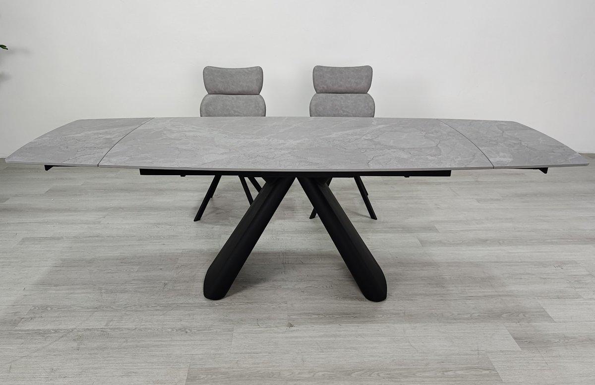 Стол обеденный раскладной Intarsio GreySON CERAMIC 160-240х90 см Серый матовый/Черный (GREYSON160) - фото 7 Стол обеденный раскладной Intarsio GreySON CERAMIC 160-240х90 см Серый матовый/Черный (GREYSON160) - фото 7