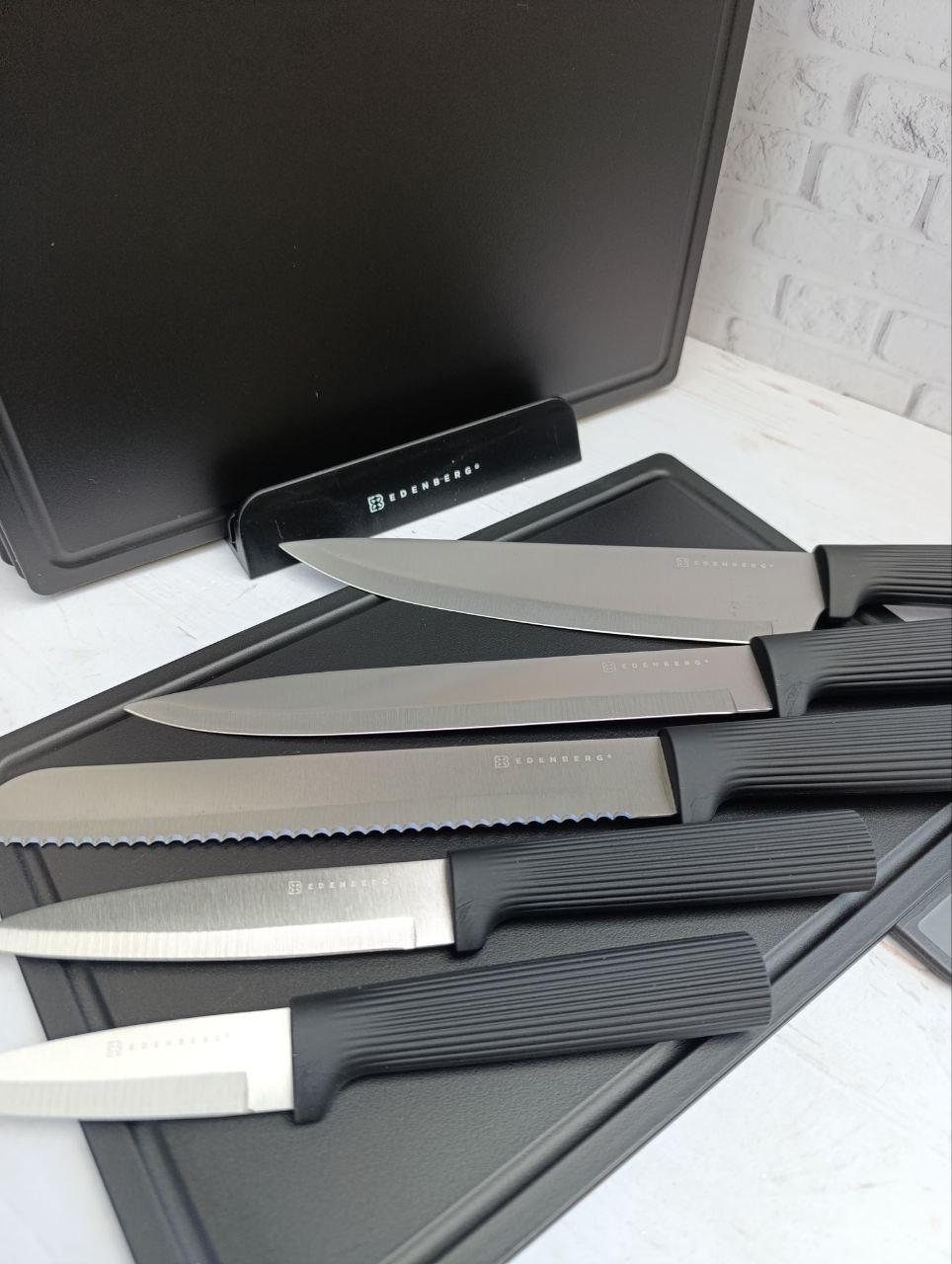 Набір обробних дощок та кухонних ножів Edenberg EB-3620 10 предметів Чорний (EB-3620) - фото 4 Набір обробних дощок та кухонних ножів Edenberg EB-3620 10 предметів Чорний (EB-3620) - фото 4