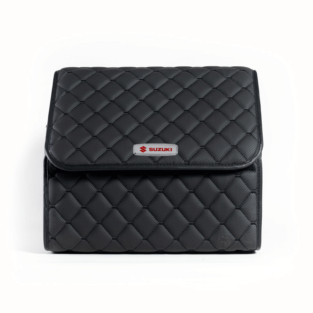 Сумка-органайзер с лого Suzuki в багажник CarsBAG Экокожа 30x35x30 см Черный (acb-1036-5-30х35х30-033)