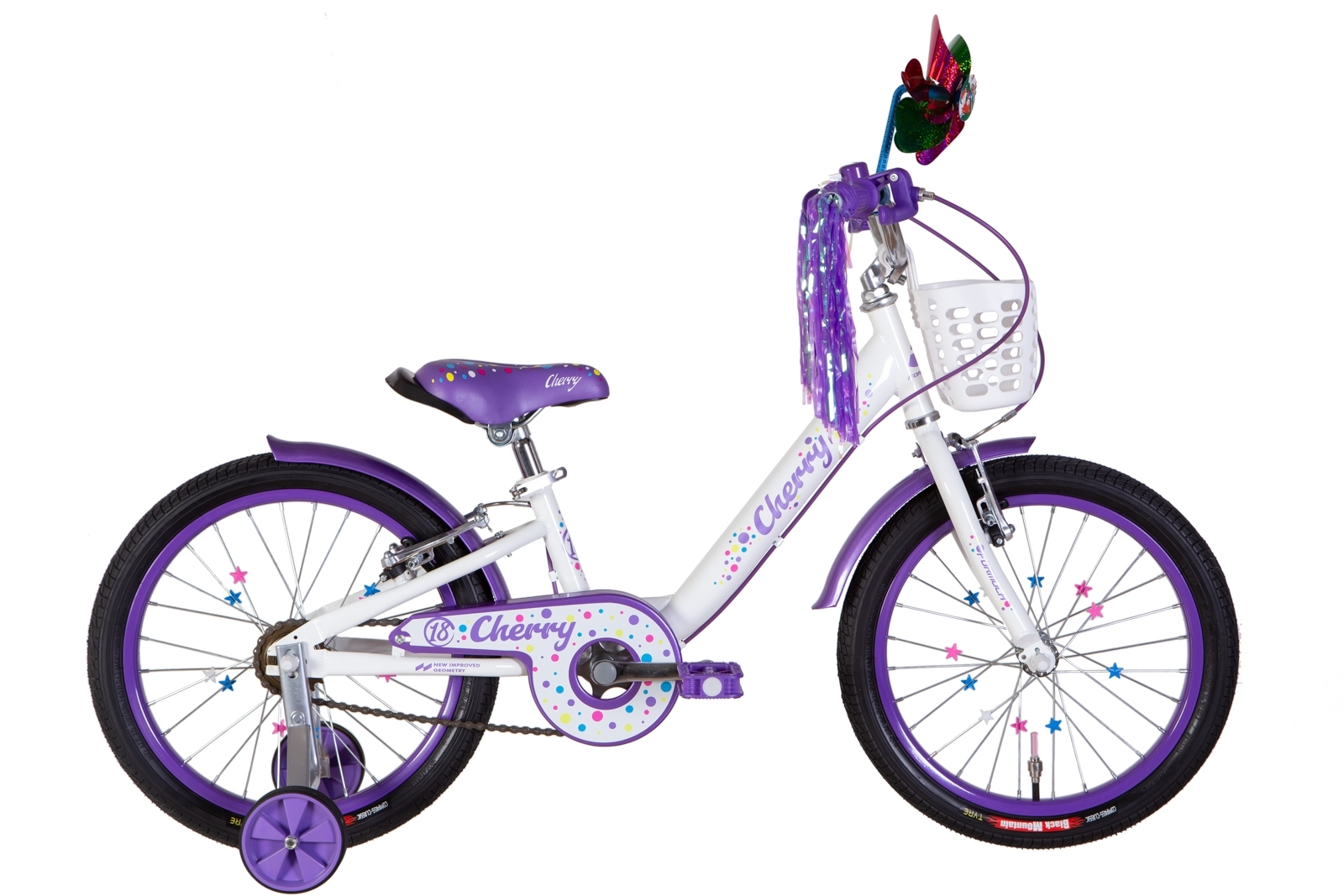 Велосипед дитячий Formula Cherry ST 18" с крылом и корзиной Белый с фиолетовым