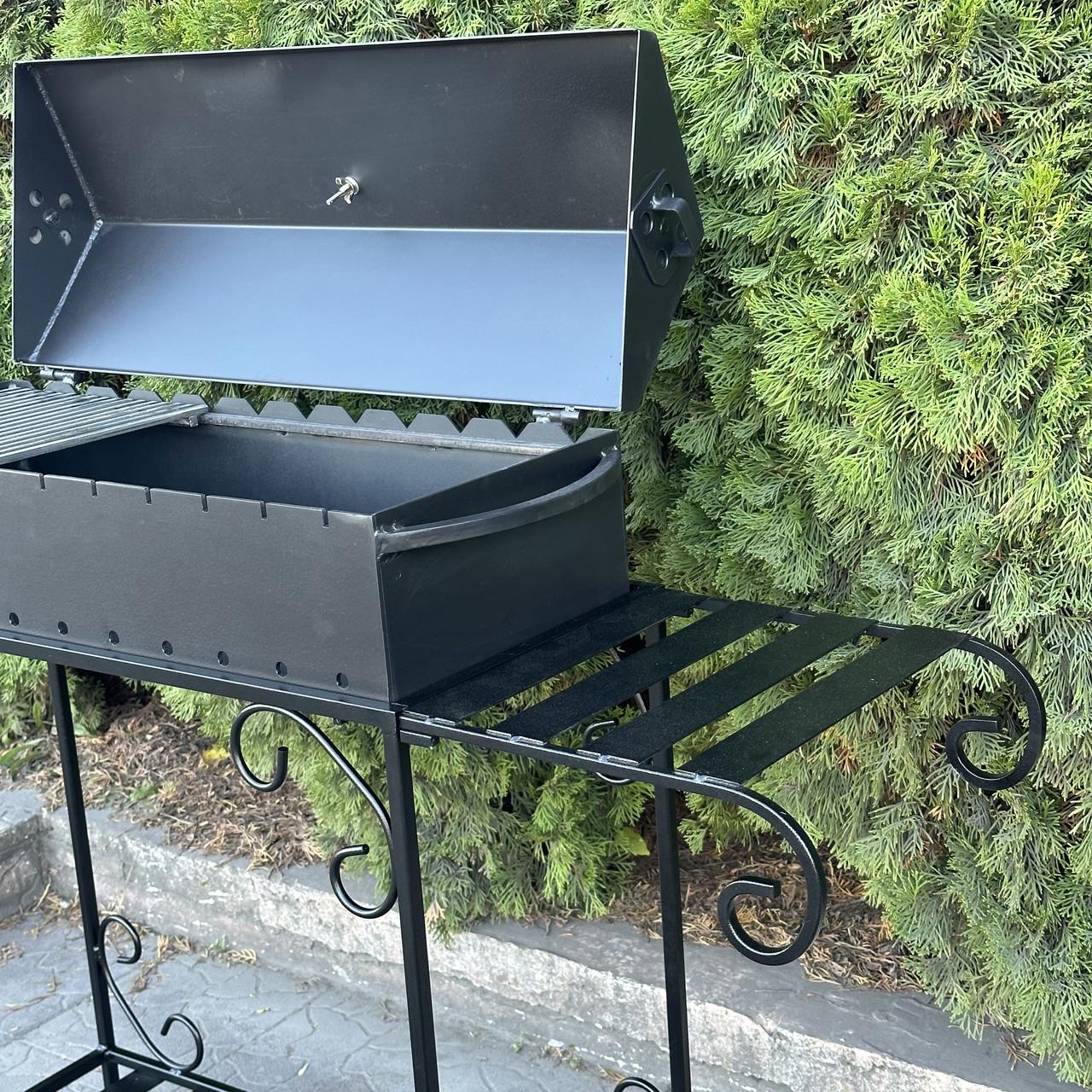 Мангал-барбекю Metalzavod Гефест на 12 шампурів 3 мм на дровниці 132,5х36,5х106,5 см (MBD12-3) - фото 6