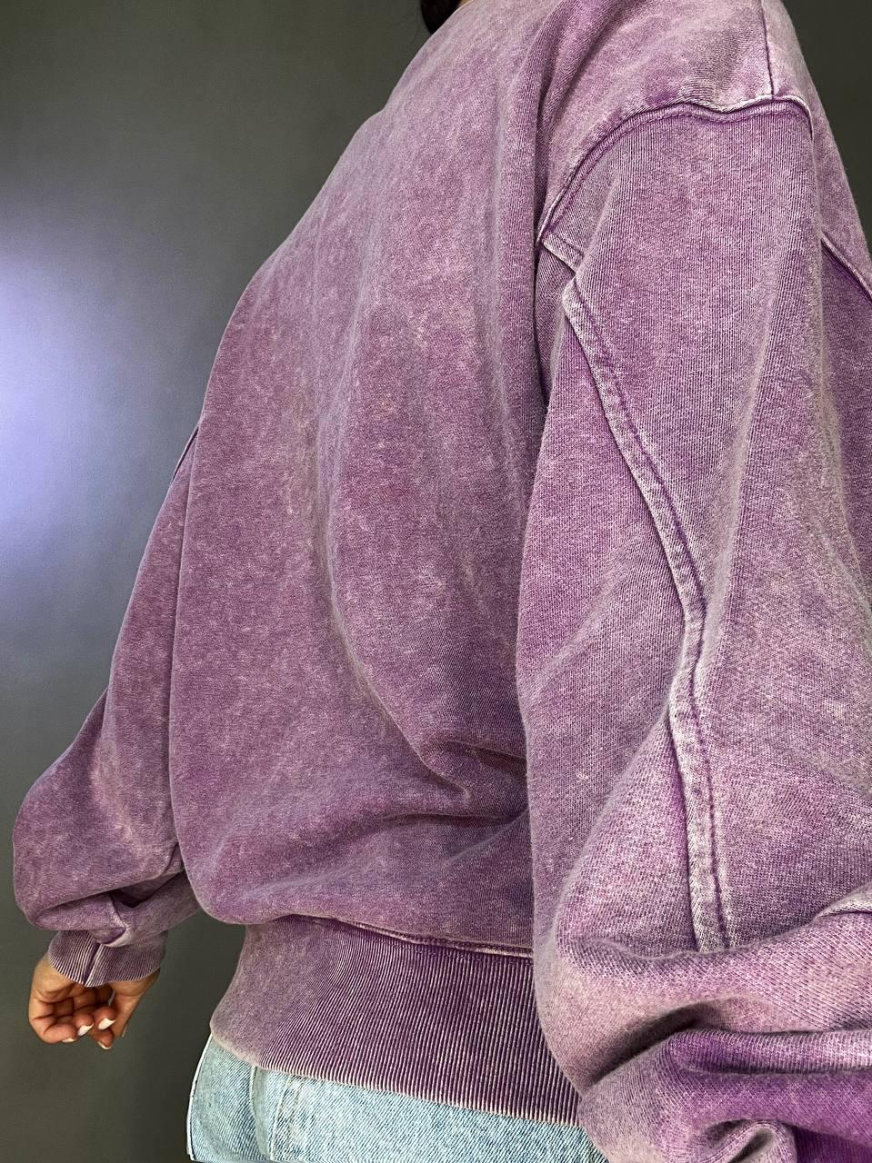 Світшот жіночий A-N 25027 вільний крій варений тай-дай середня довжина OS Фіолетовий (3378) - фото 2