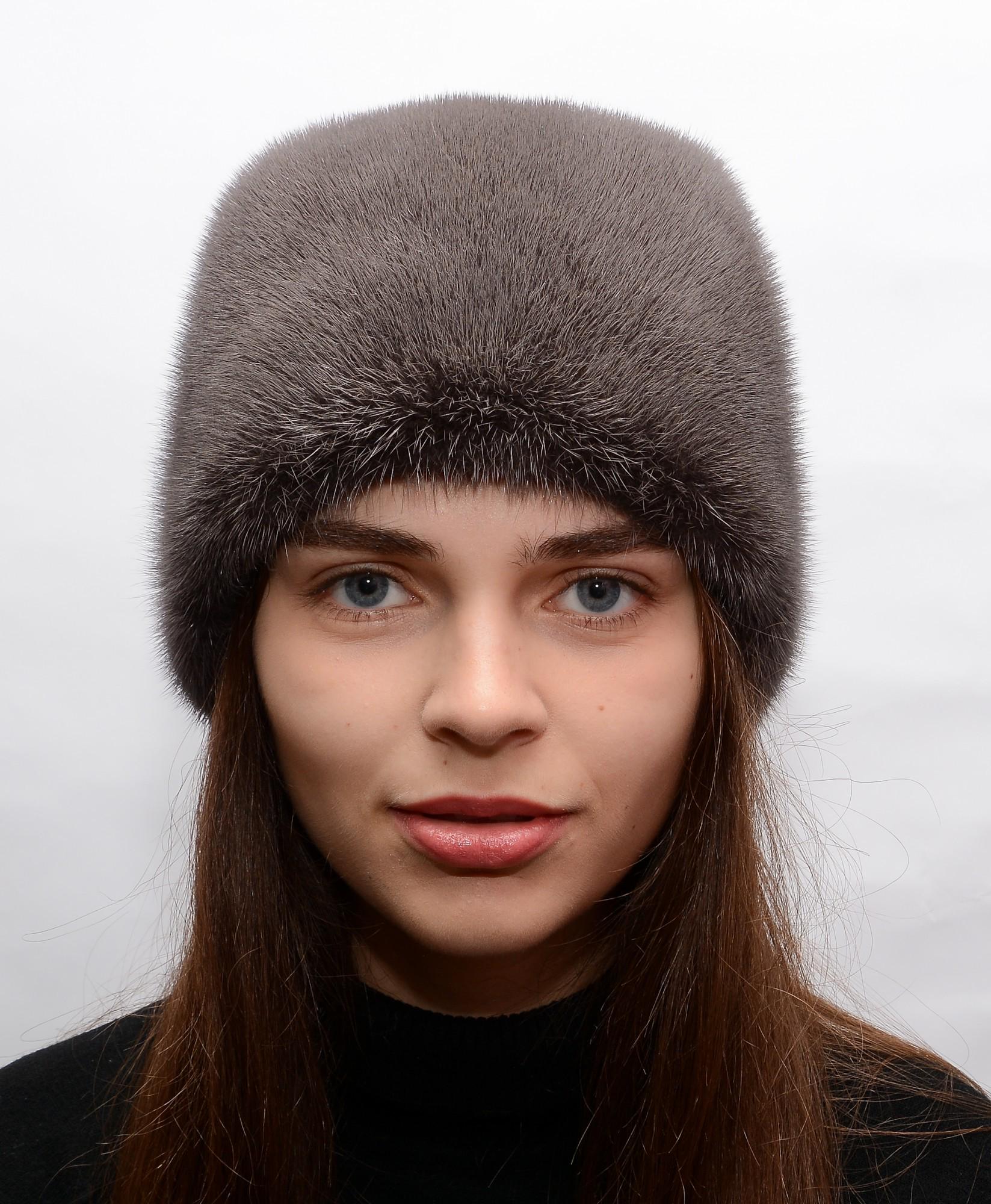 Женская кубанка Меховой стиль Бабочка из натурального меха норки M-L Кофе (041/B)