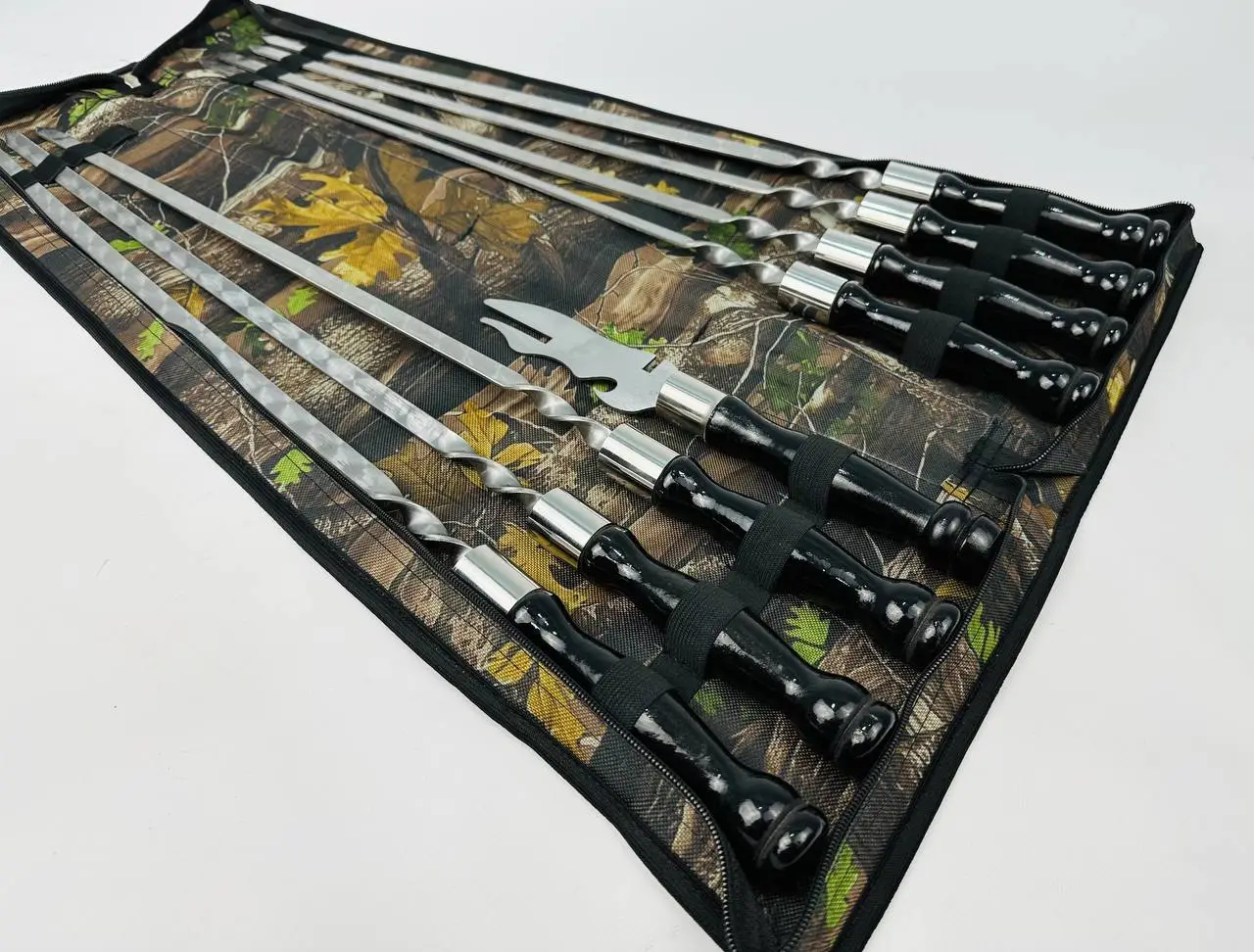 Набір шампурів у чохлі комбінований Блек 7 шт. вилка-ніж з нержавіючої сталі (2-10-NB-2276) - фото 4