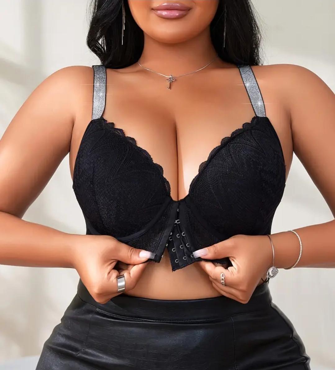 Бюстгальтер без косточек с застежкой спереди на косточках 105D Черный (2543488193)