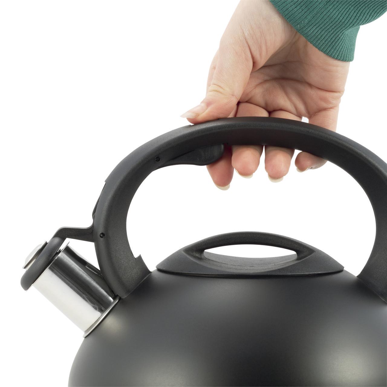 Чайник со свистком и нейлоновой ручкой Ofenbach KM-100302 из нержавеющей стали 2,5 л Черный (150-84-100302) - фото 6 Чайник со свистком и нейлоновой ручкой Ofenbach KM-100302 из нержавеющей стали 2,5 л Черный (150-84-100302) - фото 6