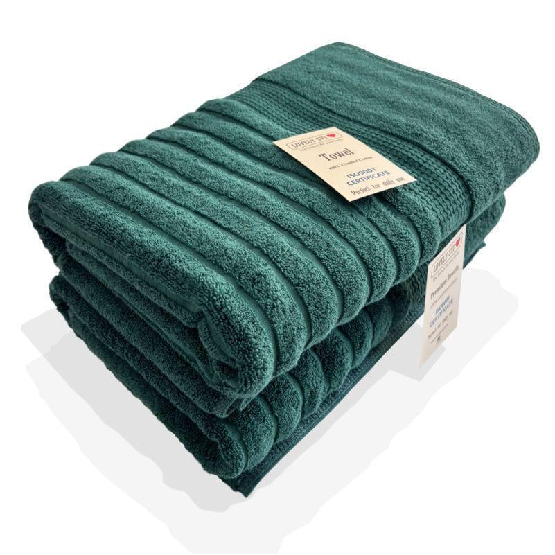 Набір рушників для ванної кімнати Lovely Svi Oxford Stripe жаккард 2 шт. 70х140 см Hunter green (261124)