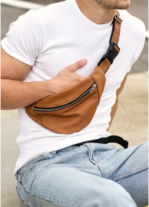 Поясная сумка мужская Sambag из натуральной кожи Коричневый (1066033514)