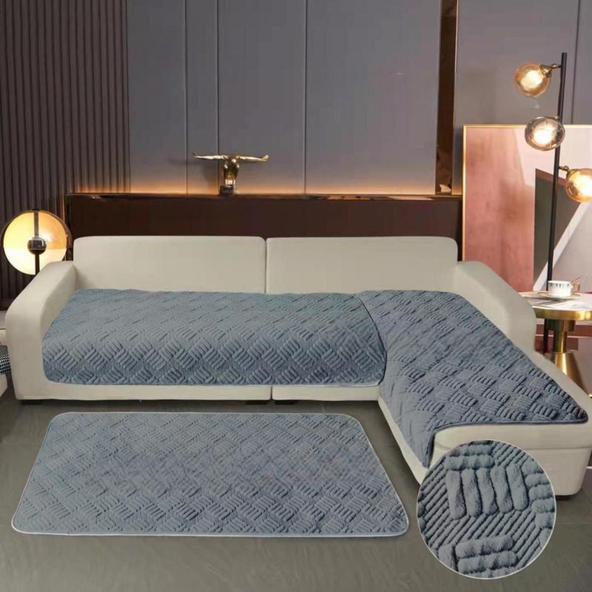 Покривало велюрове Koloco 3 шт. Темно-сірий (41025) - фото 3