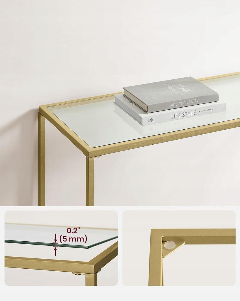 Столик консольный для гостиной Vasagle Glamour 100x80x35 см Gold (LGT26G) - фото 4 Столик консольный для гостиной Vasagle Glamour 100x80x35 см Gold (LGT26G) - фото 4