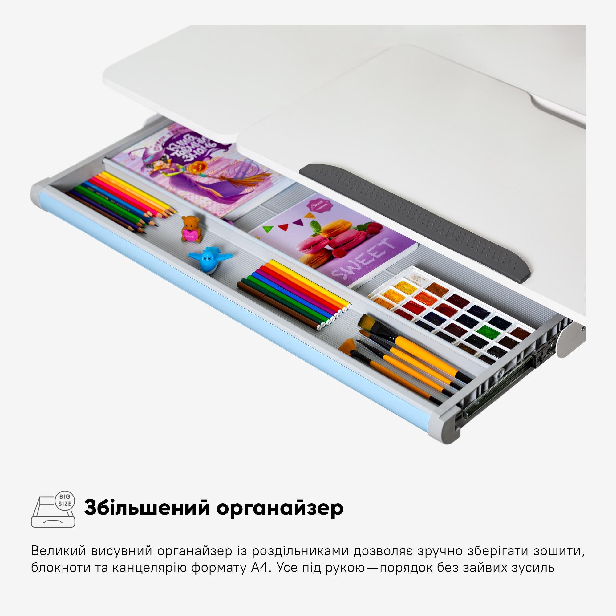 Парта школьная трансформер Evo-kids TH-220 эргономичная Голубой - фото 7 Парта школьная трансформер Evo-kids TH-220 эргономичная Голубой - фото 7