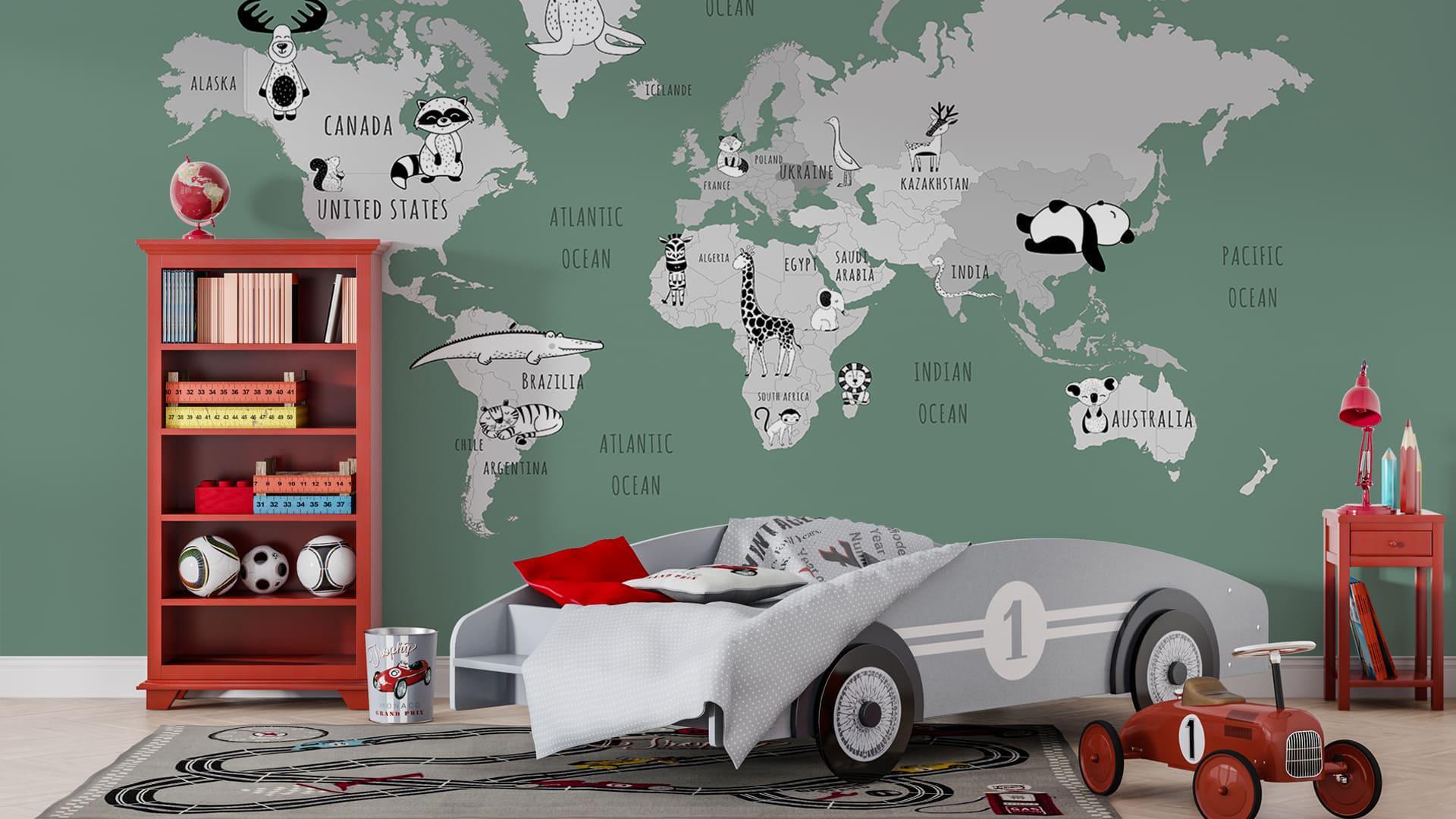 Фотообои флизелиновые Styleo Print-walls Карта приключений с животными 0899 350х270 см (Pw-0899/3)