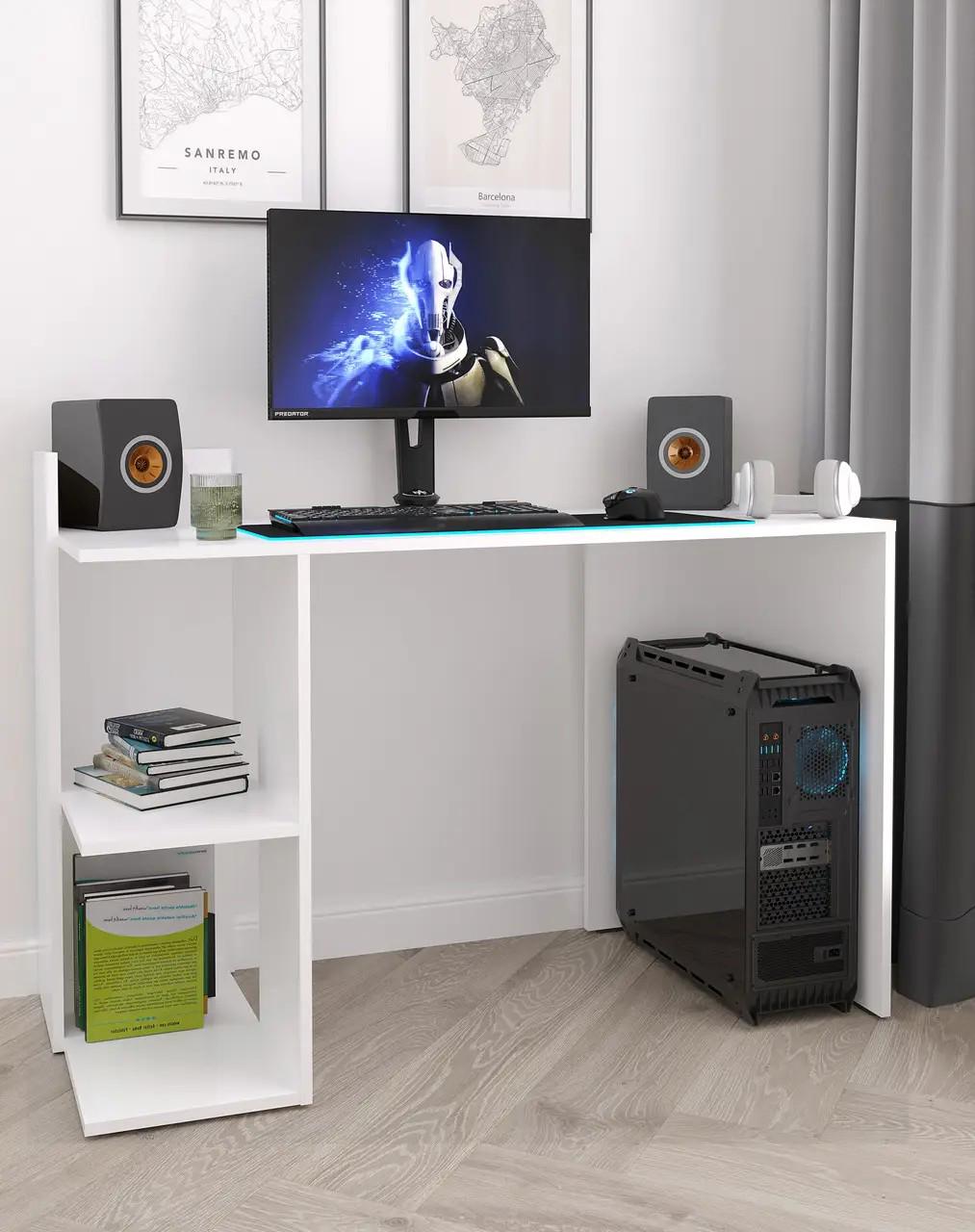 Комп'ютерний стіл з полицями 1200х870х520 мм Білий (S-12)