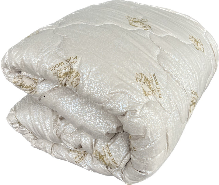 Одеяло полуторное закрытое зимнее из шерсти Leri Max Pure Wool 21500 150х210 см Бежевый (8-6-5150422)