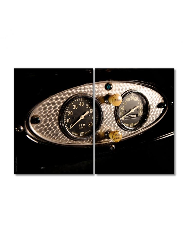 Картина модульная Ретро спидометр исторический 2 модуля 30х45 см