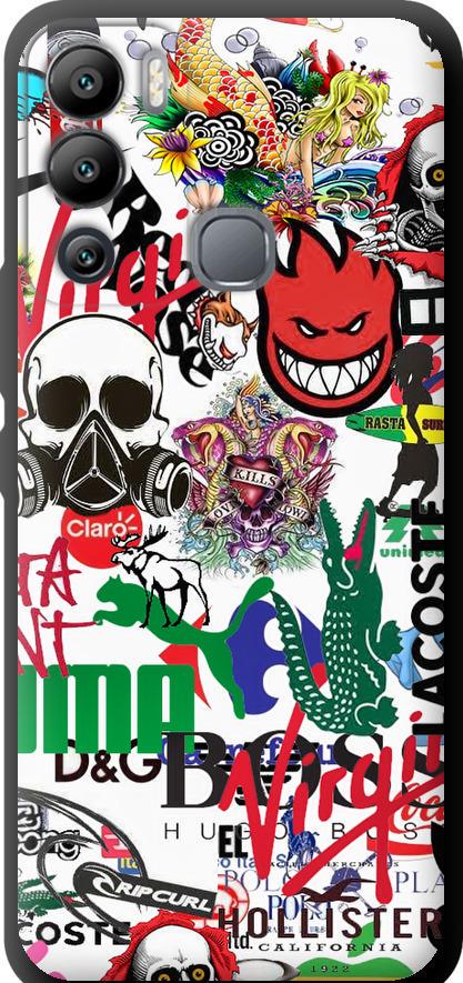 Чехол на Infinix Hot 12i Many different logos (4022b-2863-42517)